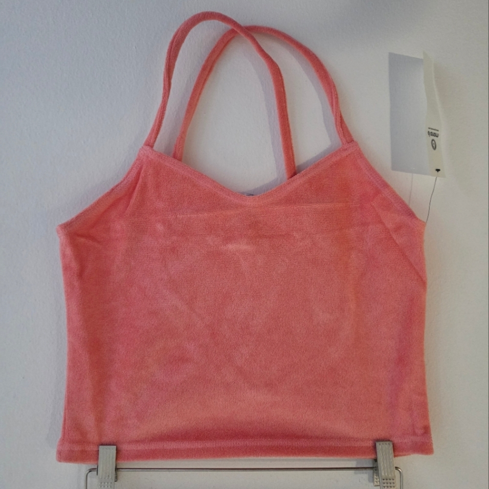 Mono B Terry Cloth Spaghetti Strap Crop Top‎